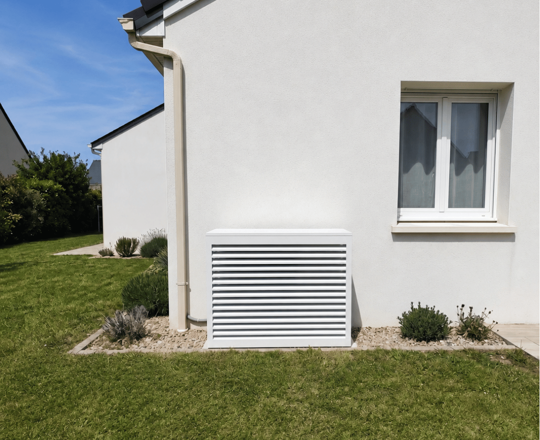 Cubre bomba de calor contra fachada DECOClim